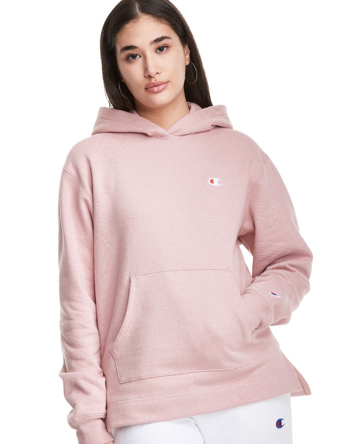 Champion Reverse Weave Open Bottom Kadın Kapşonlu Sweatshirt Bej Rengi ( LWIUPO806 )